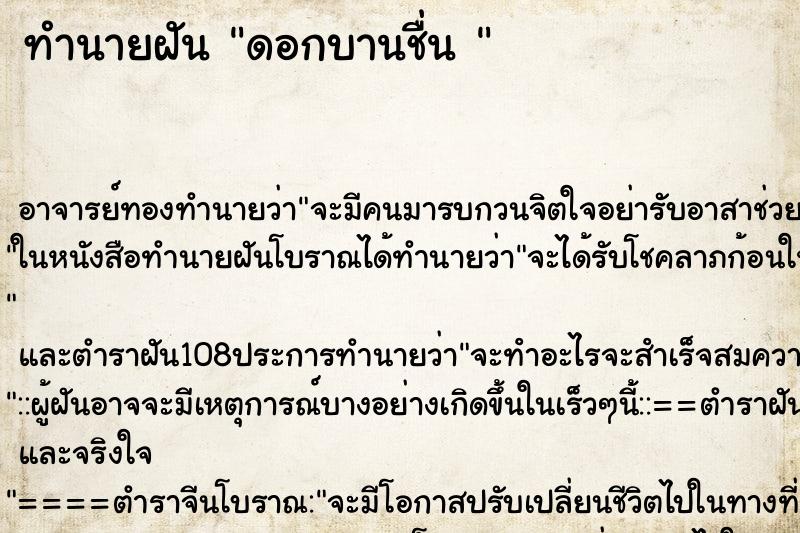 ทำนายฝันทำนายฝันดอกบานชื่น